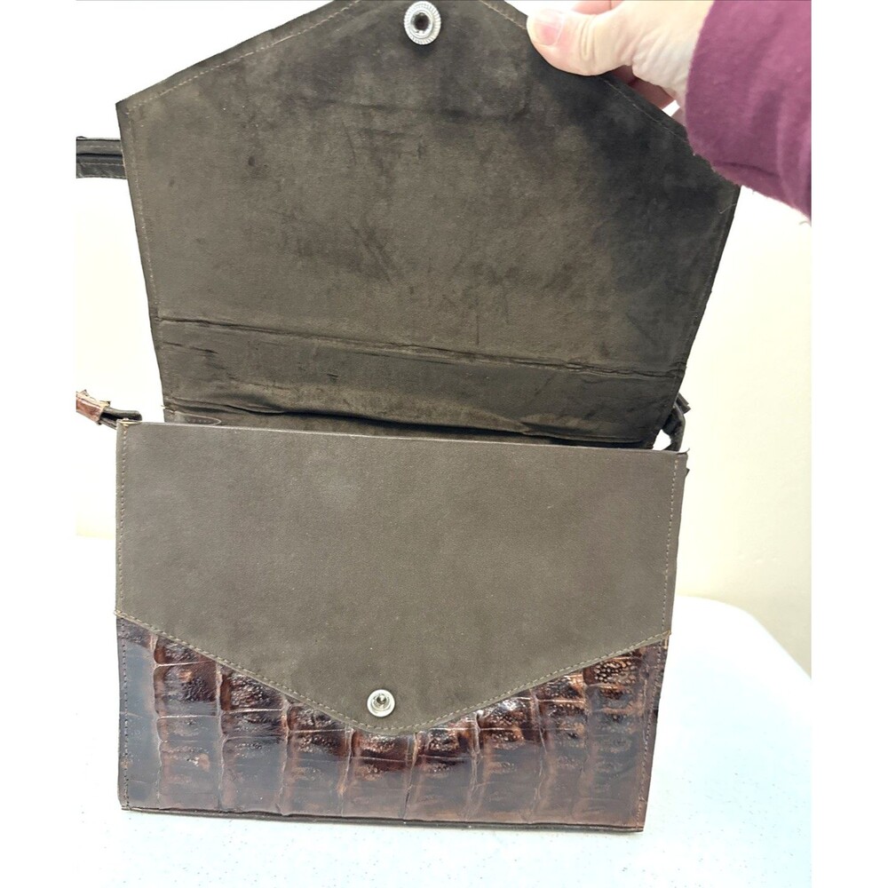 Vintage Genuine Alligator Crocodile Leather Shoulder Purse Satchel 10.5” Long - Picture 11 of 16